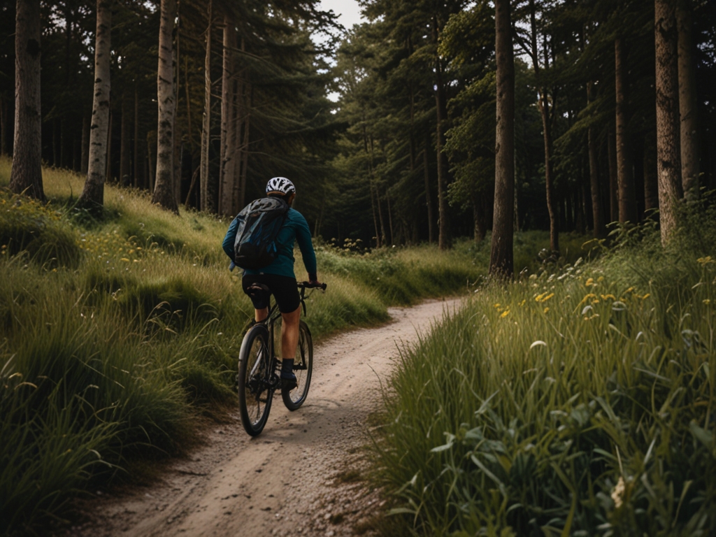Cyklist der udforsker den danske natur