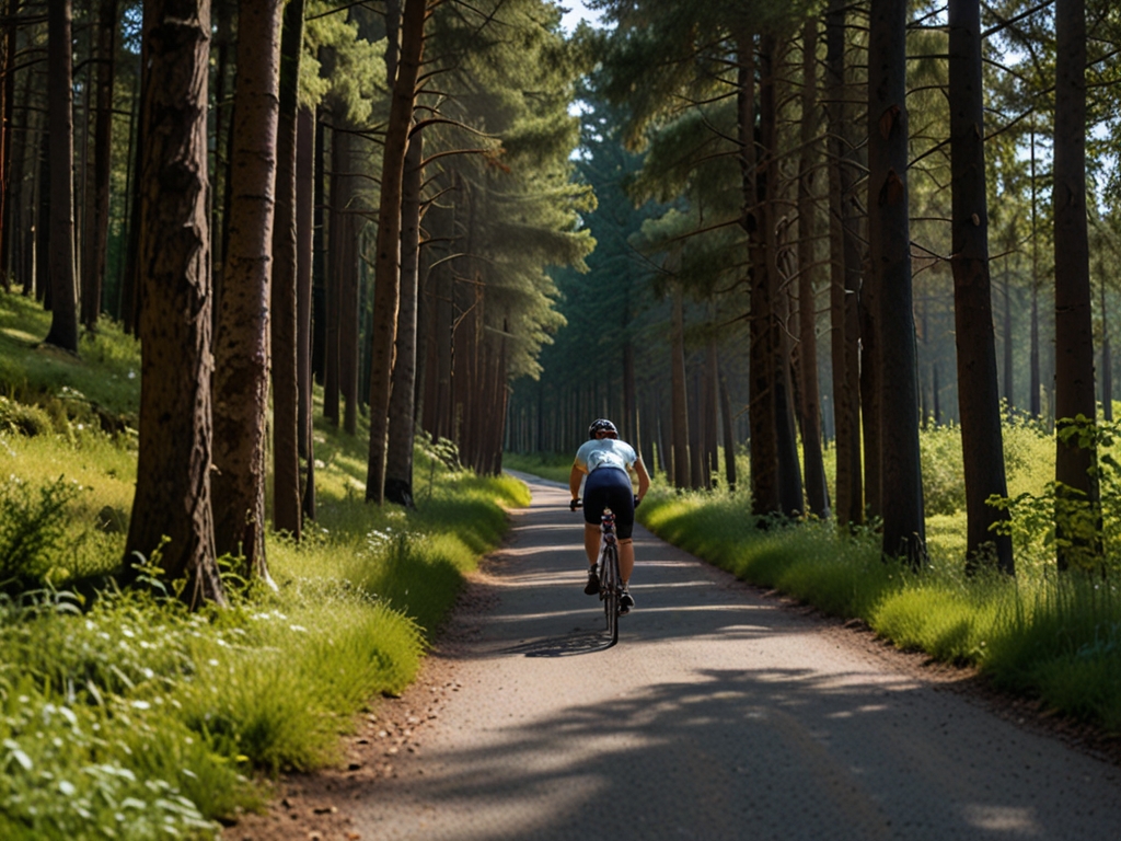 Professionel cykelrute gennem skov